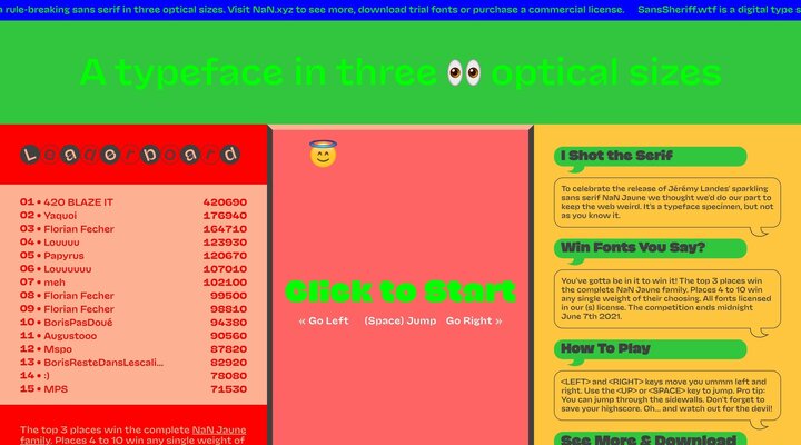 NaN Jaune — See the fonts 👀 Play the game 🎮