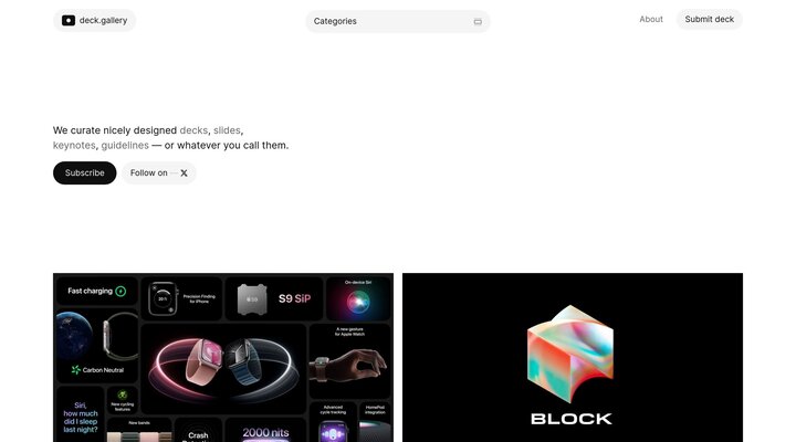 deck.gallery — nicely designed decks, curated