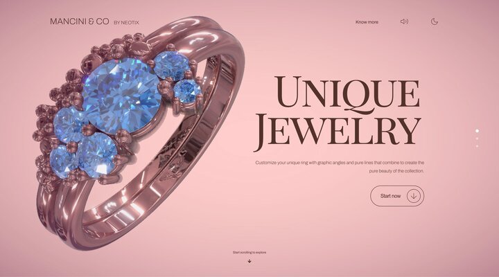 Jewelry landing page for product visualization and configuration using WEBGi - by Neotix