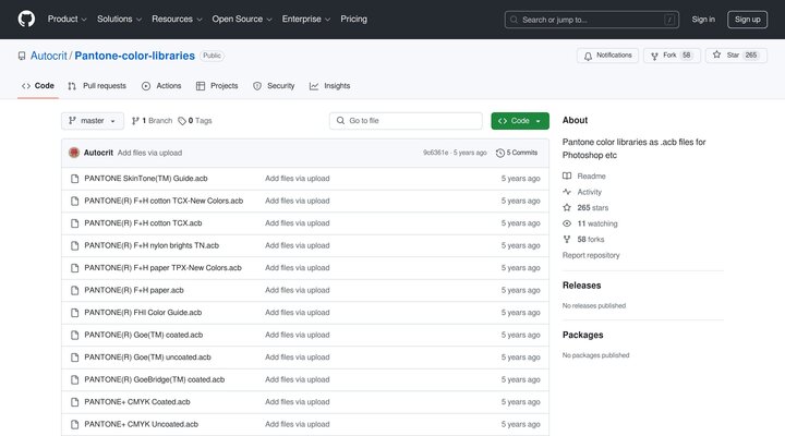 GitHub - Autocrit/Pantone-color-libraries: Pantone color libraries as .acb files for Photoshop etc