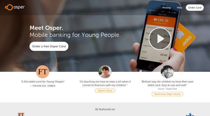 Osper - The Prepaid Debit Card for Kids 8-18 - Empowering Young People