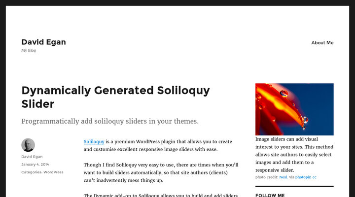 Dynamically Generated Soliloquy Slider – David Egan