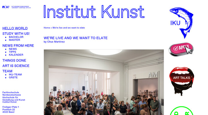 We’re live and we want to elate – Institut Kunst HGK FHNW